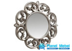 Pigura Cermin Bulat Ukiran Warna Silver