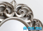 Pigura Cermin Bulat Ukiran Warna Silver